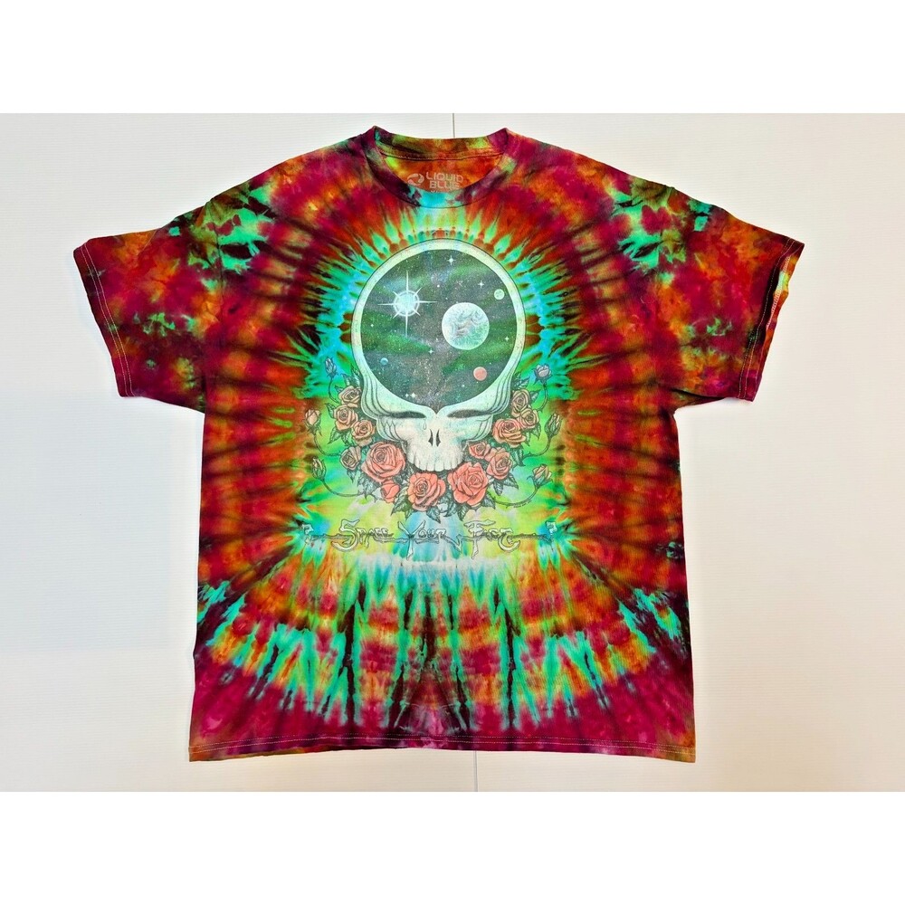 Grateful Dead Space Your Face Xl Tie Dye Liquid Blue Hand dyed Brand New